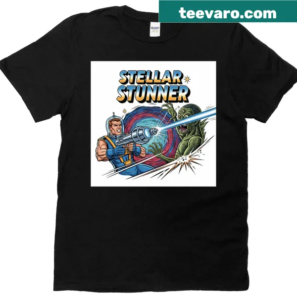 Bold graphic T-shirt featuring a cosmic design