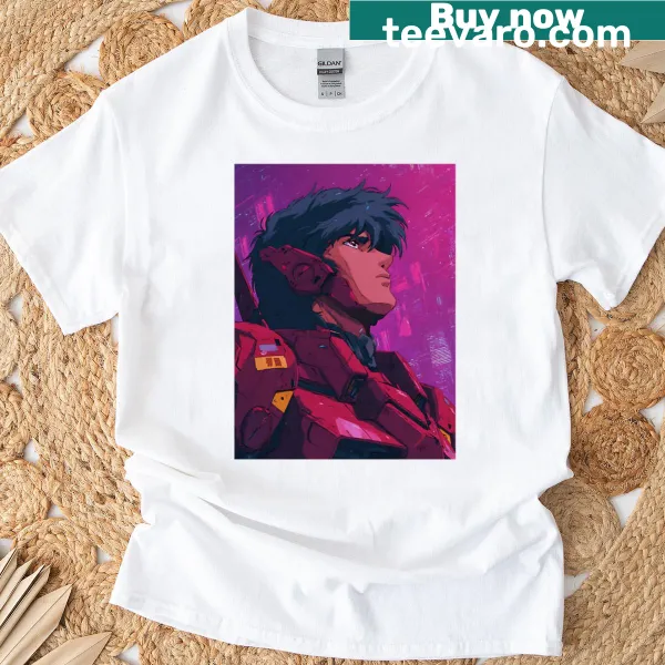 Anime inspired futuristic design featuring neon effects and abstract shapes