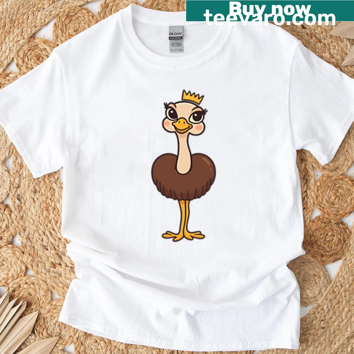 Cute t-shirt featuring a queen ostrich graphic promoting confidence — on a men's t-shirt