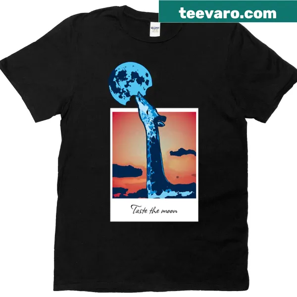 Illustration featuring the phrase 'Taste The Moon' on a t-shirt