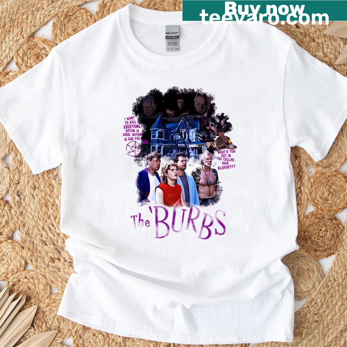 Illustration inspired by The Burbs film on casual T-shirt — on a men's t-shirt