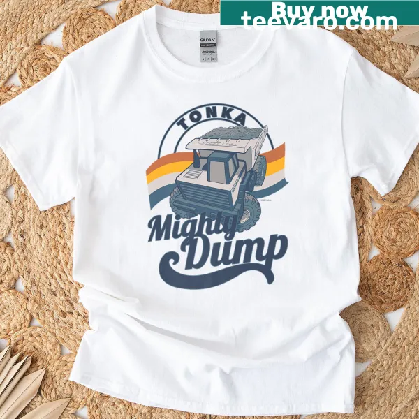 Vintage distressed T-shirt featuring Tonka Mighty Dump truck graphic.