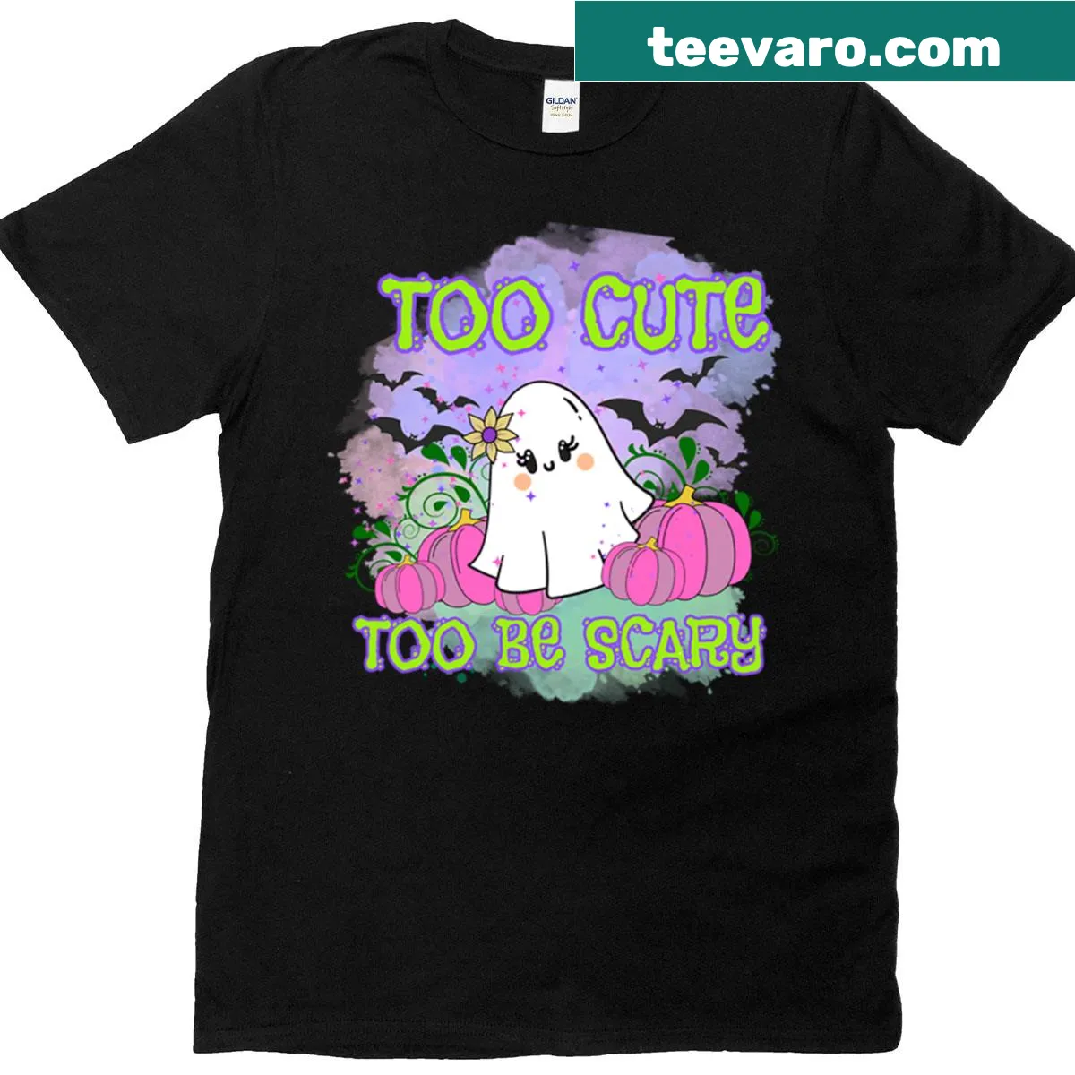 Adorable ghost graphic on a cute Halloween-themed t-shirt — on a men's t-shirt
