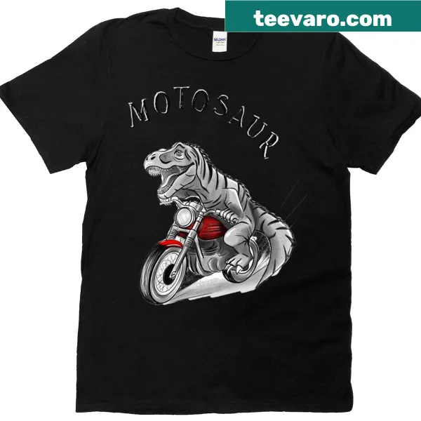 Funny T-Rex biker graphic on a motorcycle