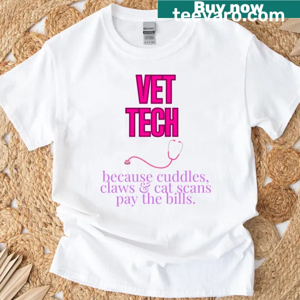 Cute t-shirt featuring a cuddly vet tech design