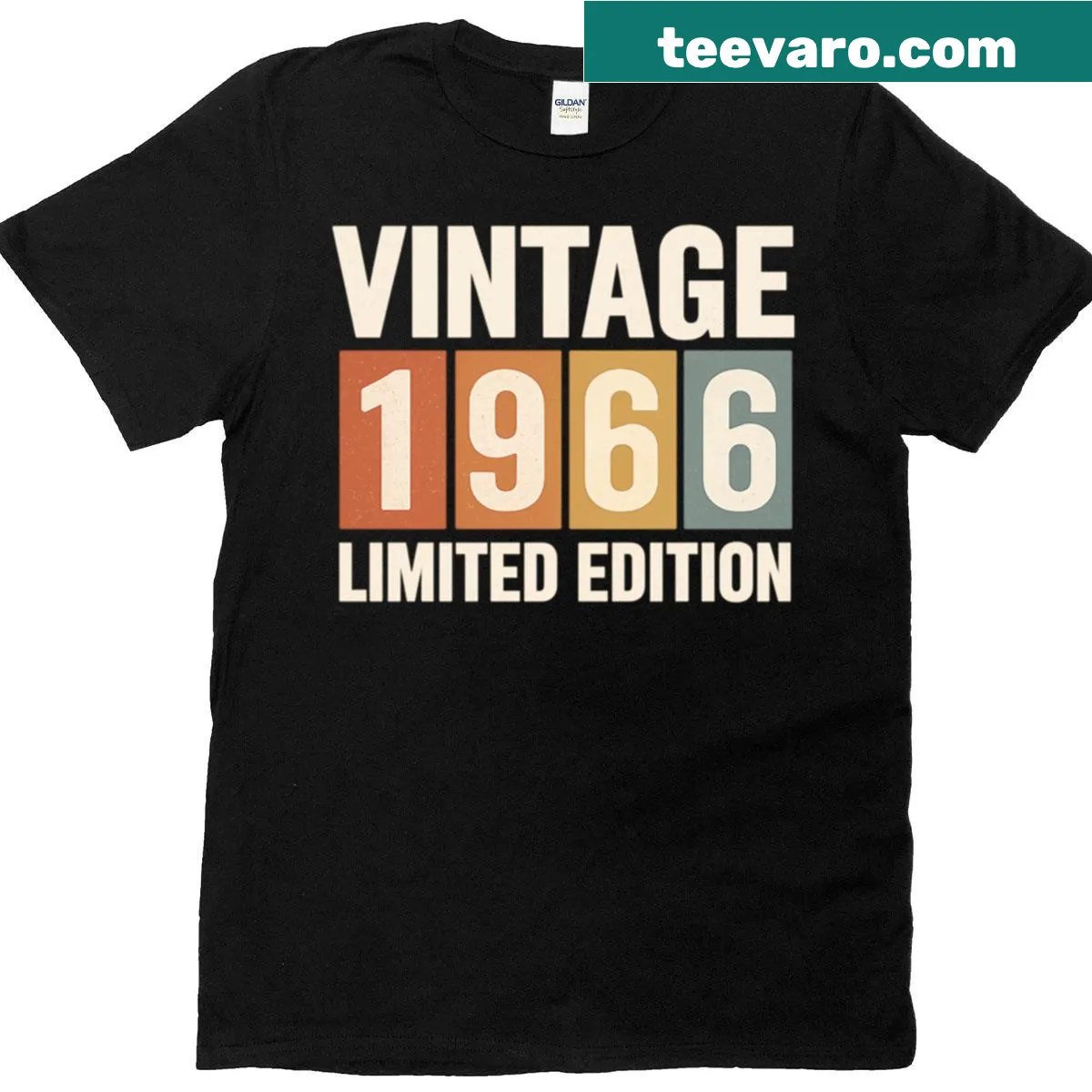 Vintage 1966 birthday T-shirt with limited edition design — on a men's t-shirt