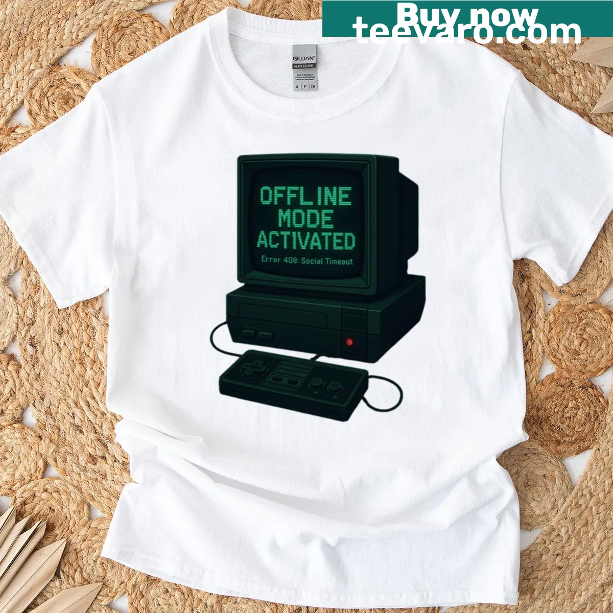 T-shirt featuring vintage console glitch design for gamers — on a men's t-shirt