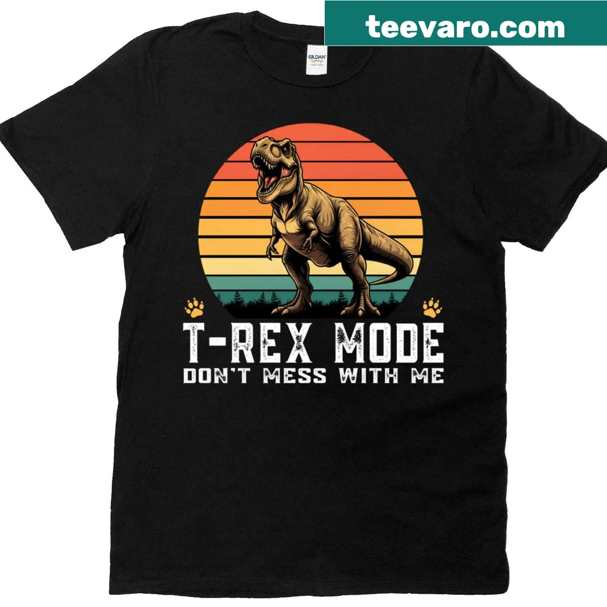 Bold T-rex graphic with attitude on a vintage-style t-shirt — on a men's t-shirt