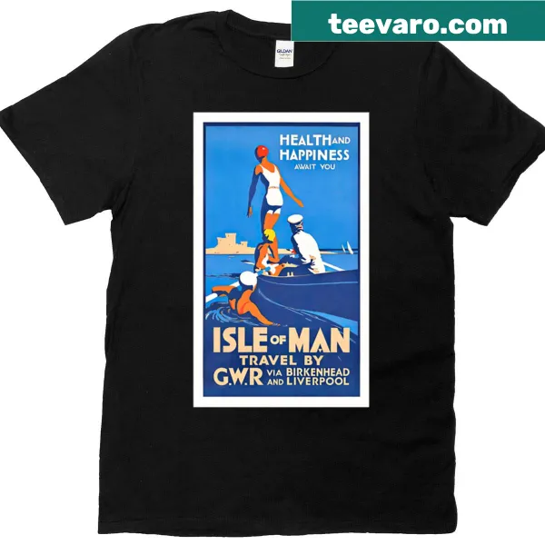 Vintage travel poster design of the Isle Of Man t-shirt