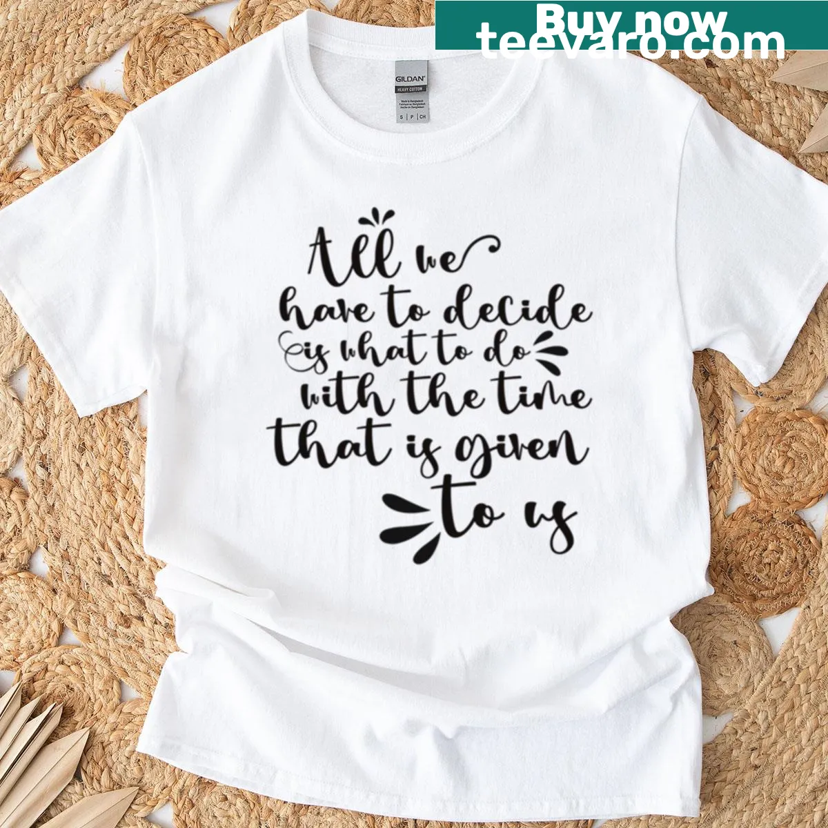 Minimalist T-shirt featuring an inspirational Tolkien quote — on a men's t-shirt