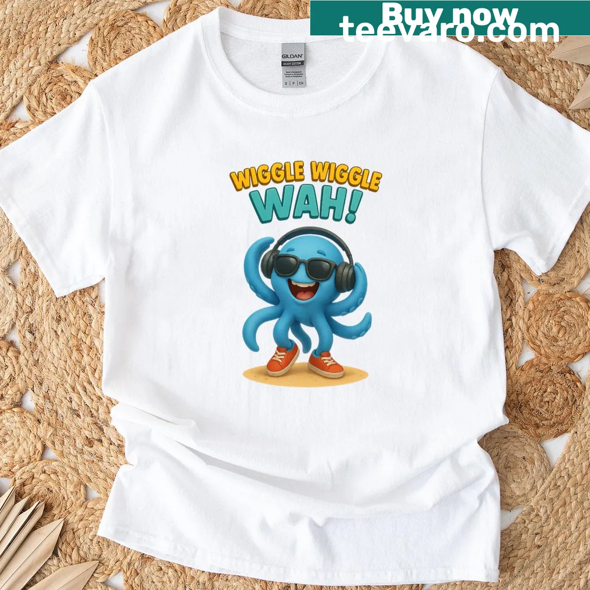 Humorous t-shirt featuring the phrase 'Wiggle Wiggle Wah' — on a men's t-shirt