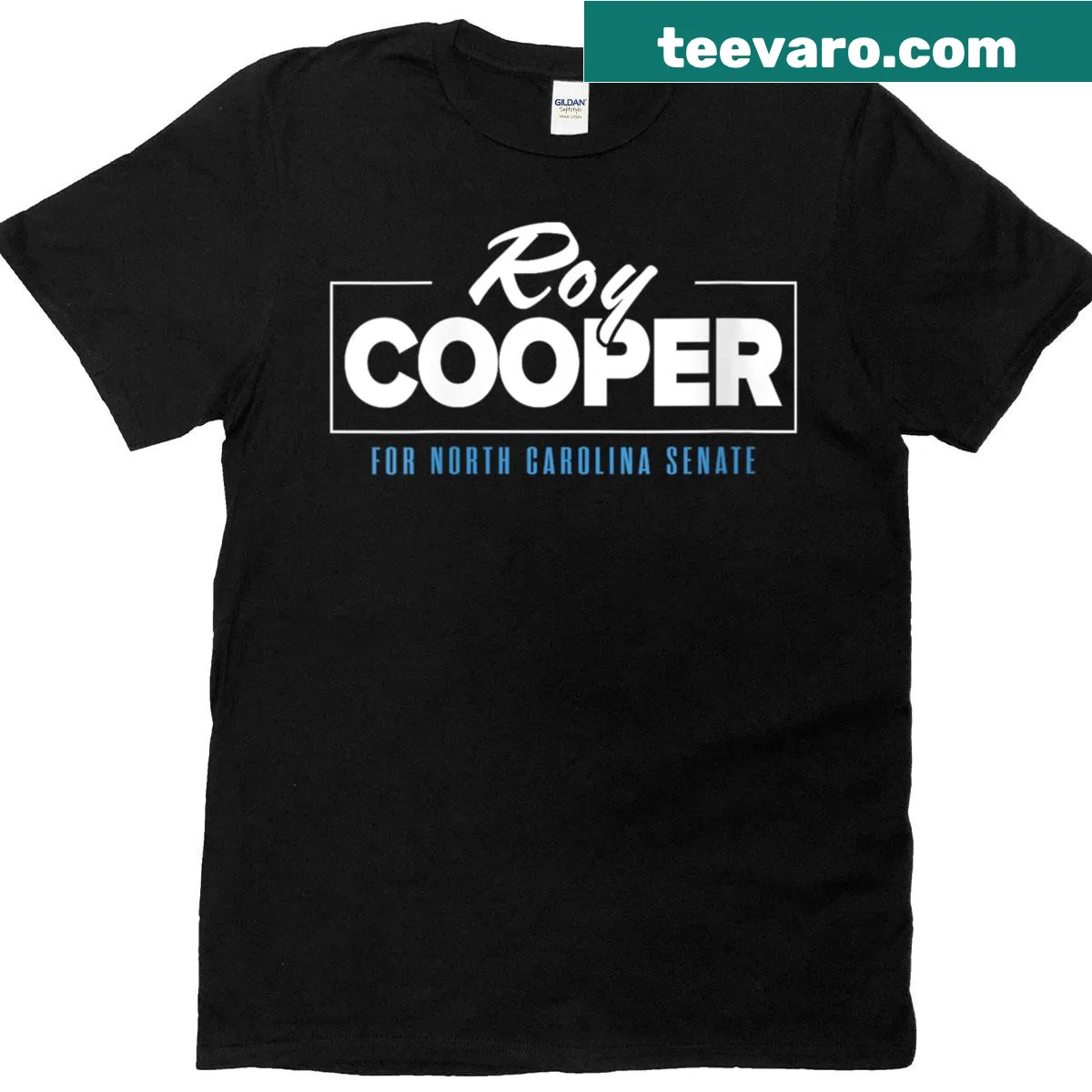 T-shirt with 'Roy Cooper For Us Senate 2026' text — on a men's t-shirt