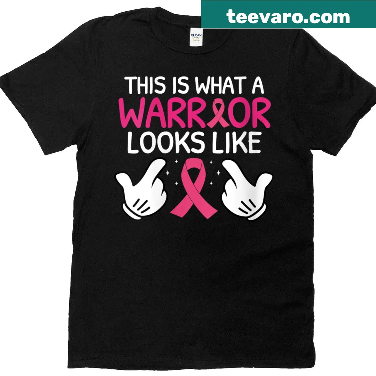 Empowering T-shirt with the phrase 'This Is What A Warrior Looks Like' for breast cancer awareness — on a men's t-shirt