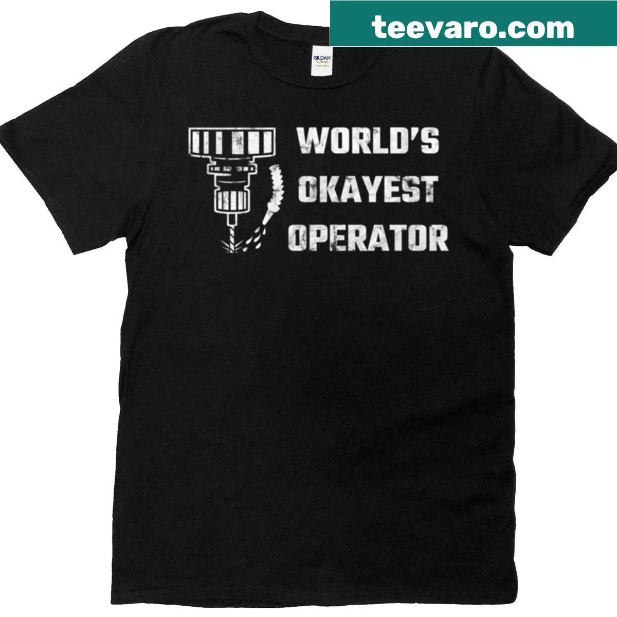 Funny CNC operator t-shirt with humorous text — on a men's t-shirt
