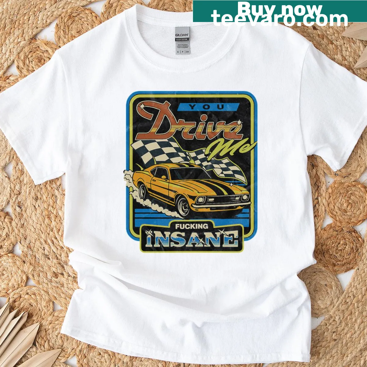 Edgy racing-themed T-shirt with bold statement — on a men's t-shirt