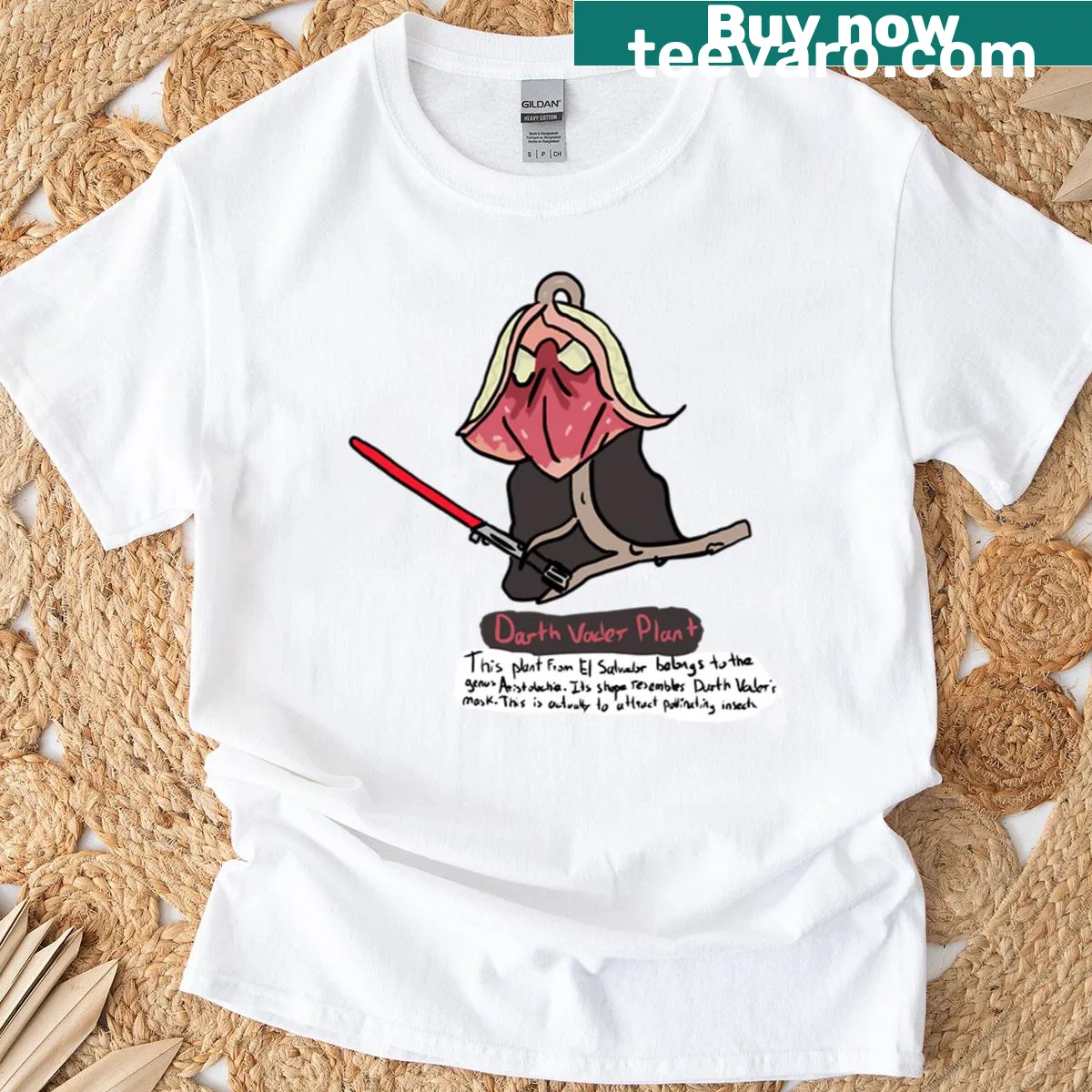 Darth Vader-themed t-shirt with a playful plant design — on a men's t-shirt