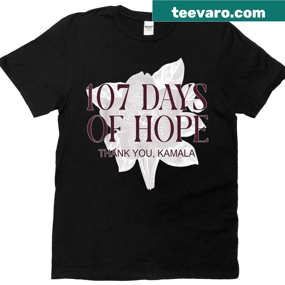 T-shirt featuring '107 Days Kamala Harris' for political supporters — on a men's t-shirt