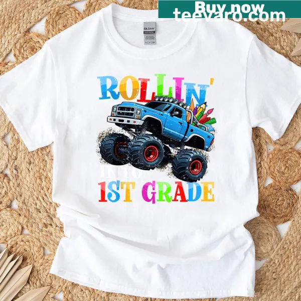 T-shirt featuring a monster truck graphic for kids