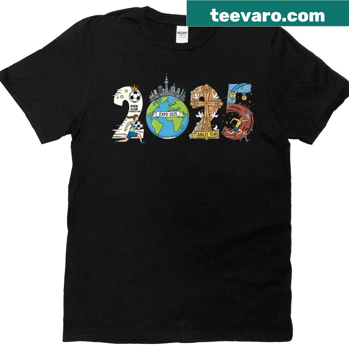 T-shirt celebrating the 2025 Word Art Illustration Expo — on a men's t-shirt