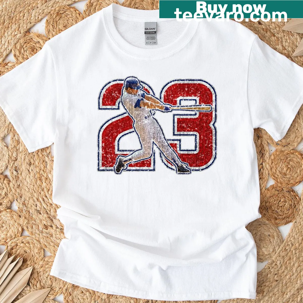 Vintage distressed T-shirt with the number 23 prominently displayed — on a men's t-shirt