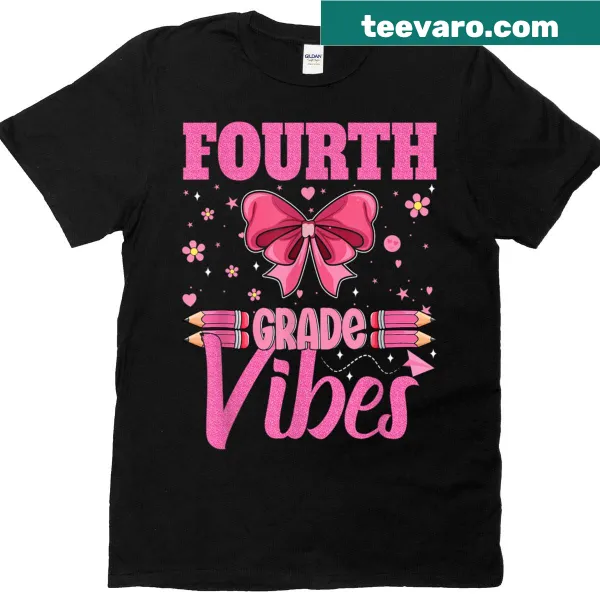 Stylish T-shirt for 4th graders with bow design and text