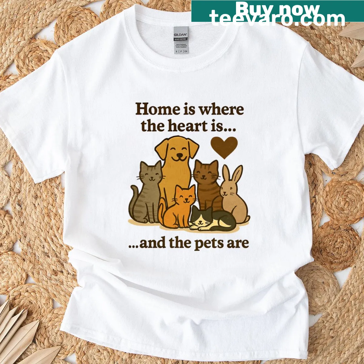 Vintage-style T-shirt stating that animals are family — on a men's t-shirt
