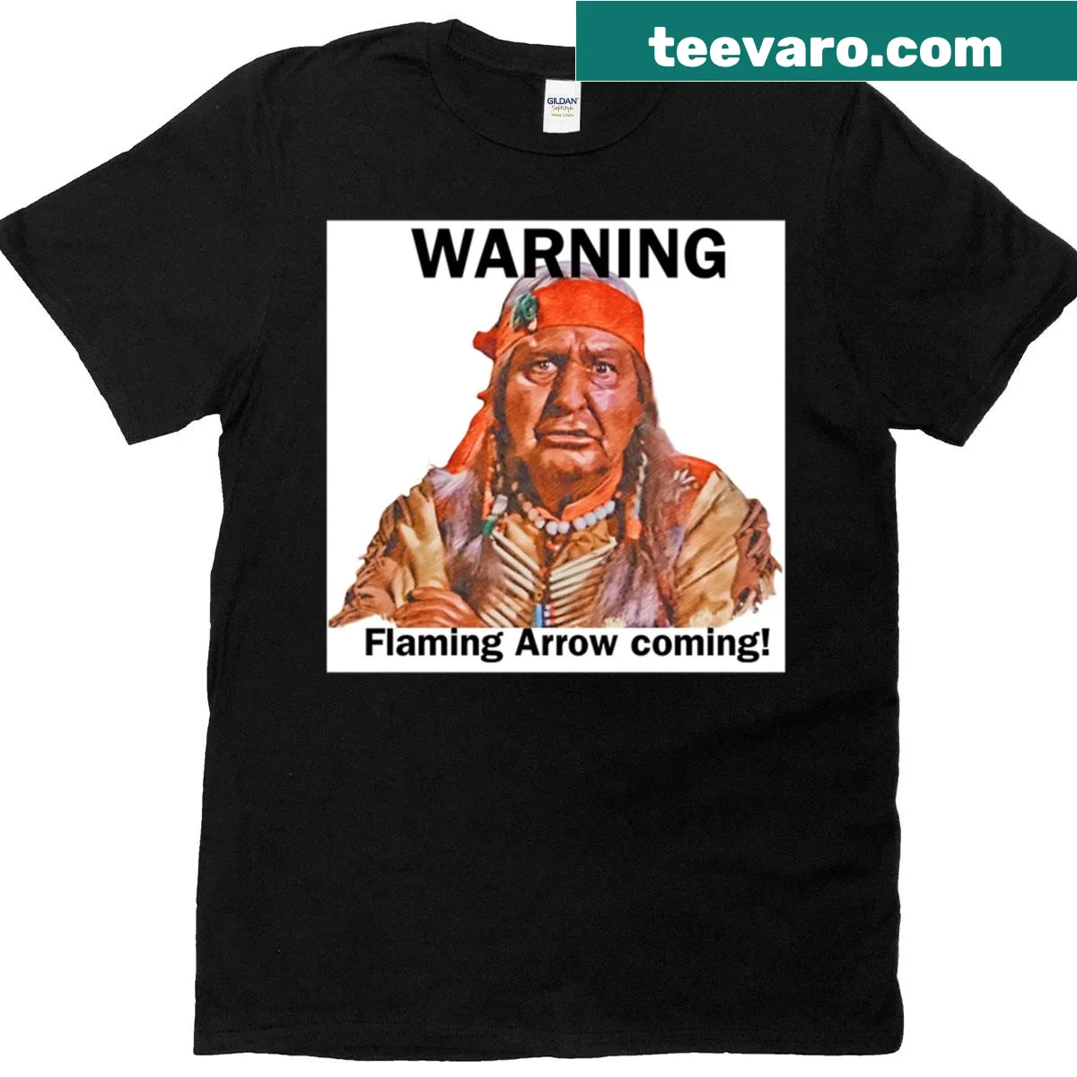 Illustrated t-shirt with a dramatic flaming arrow design. — on a men's t-shirt