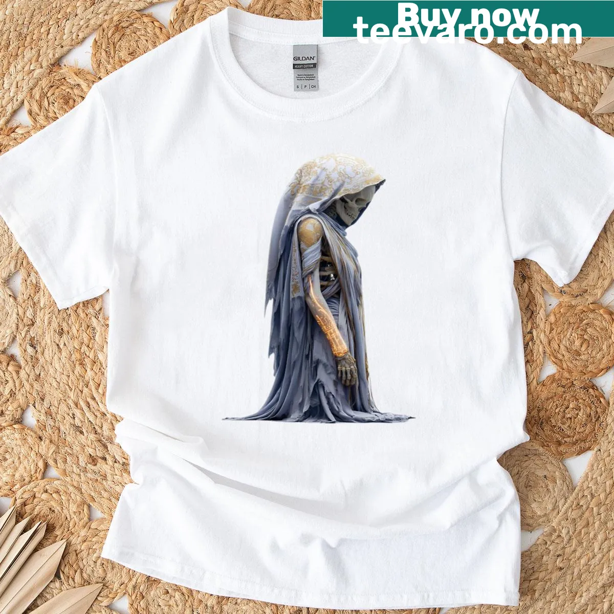 T-shirt featuring an Ashen Necromage graphic — on a men's t-shirt