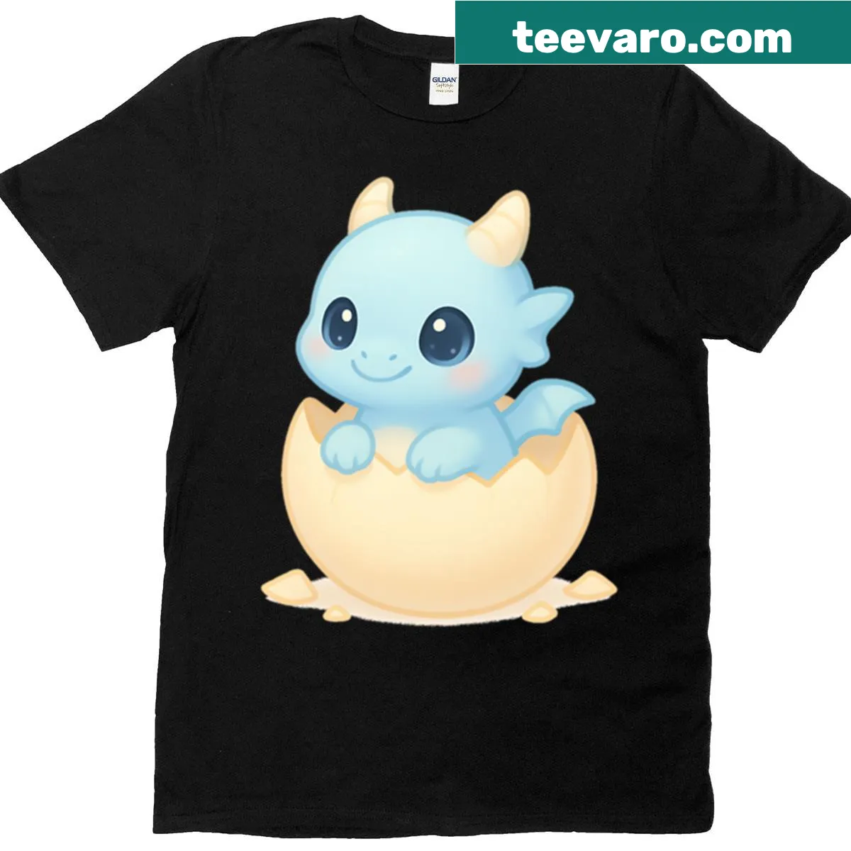Cute baby dragon hatched from an egg design — on a men's t-shirt