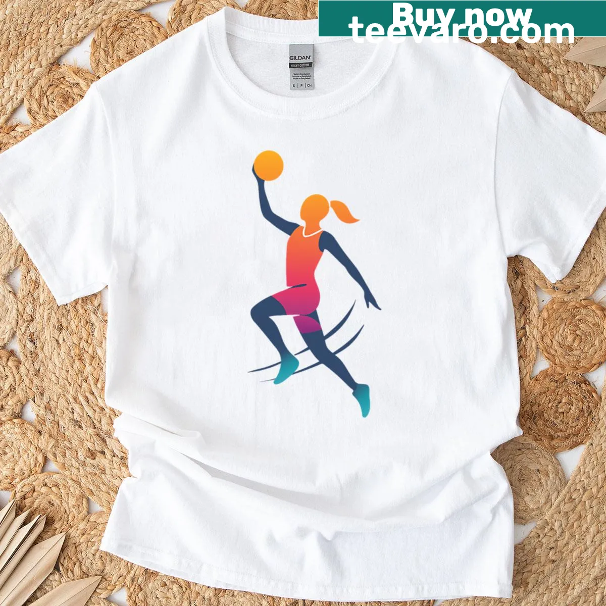 Basketball themed T-shirt with scoring graphic — on a men's t-shirt