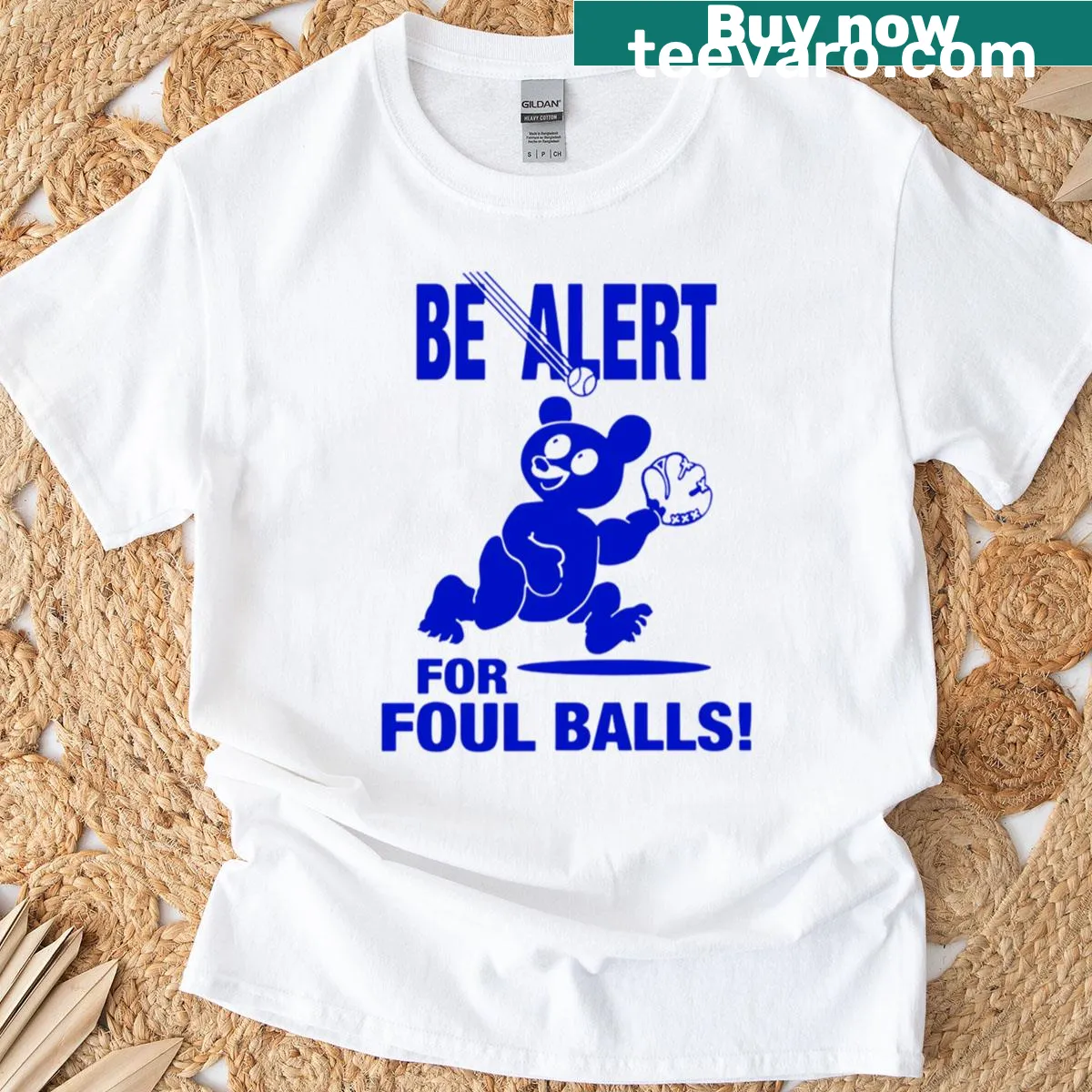 Fun t-shirt with the phrase 'Be Alert For Foul Balls' for baseball fans — on a men's t-shirt