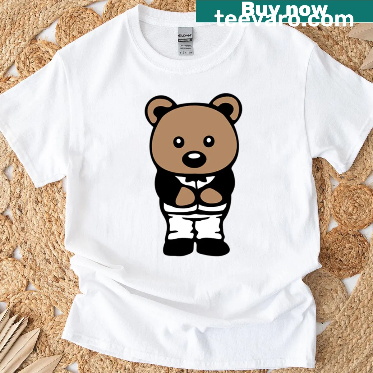 Cute bear in wedding suit graphic T-shirt for grooms — on a men's t-shirt