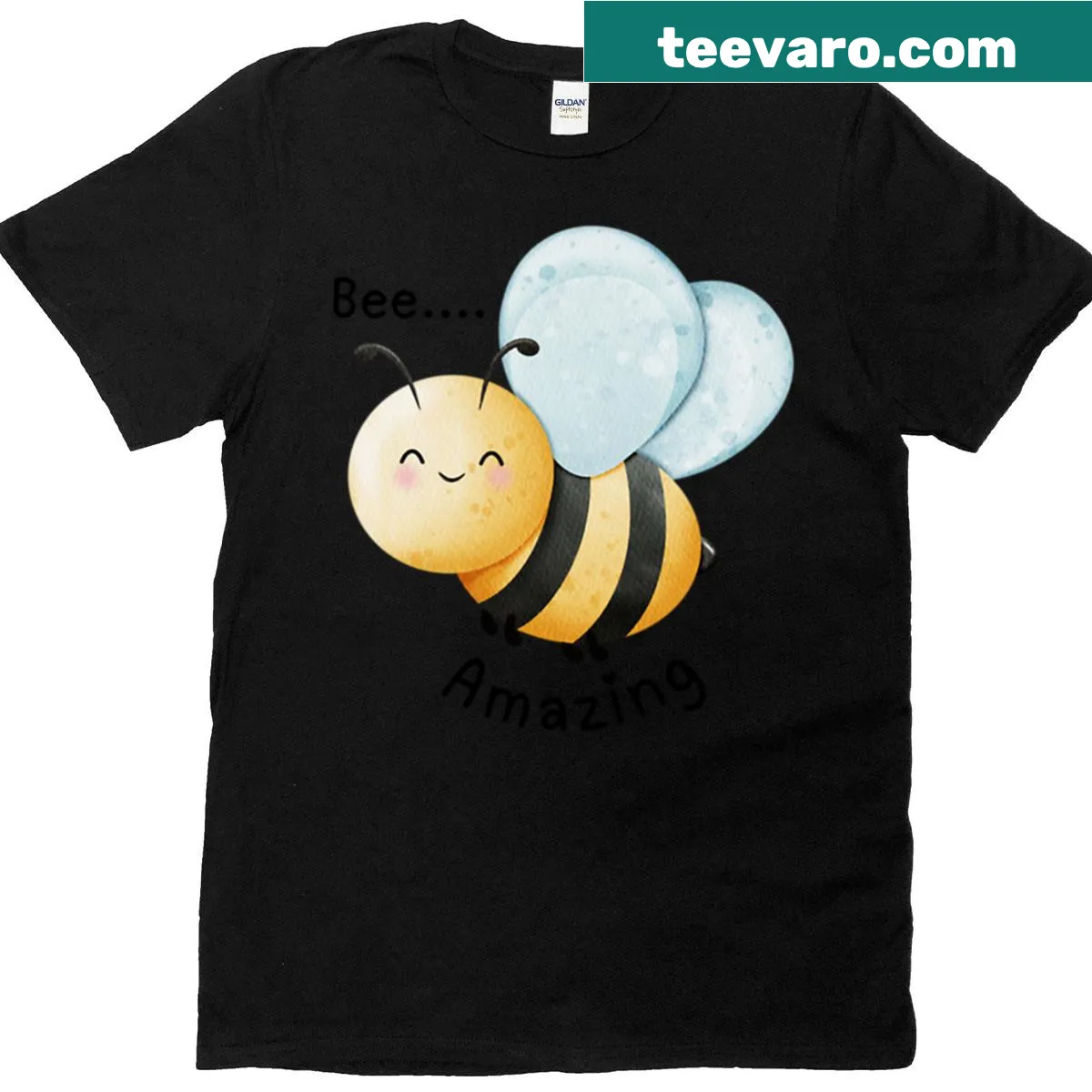 Bee illustration with 'Bee Amazing' text on a t-shirt — on a men's t-shirt