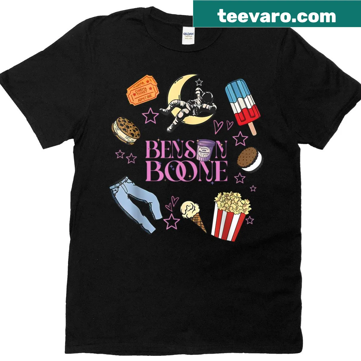 Retro design with 'Ben Son Boone' and ice cream theme — on a men's t-shirt