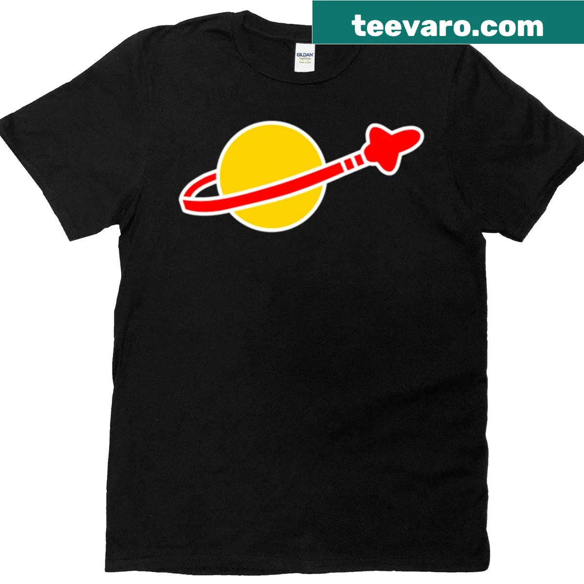 T-shirt featuring Benny Spaceman logo in a playful design — on a men's t-shirt