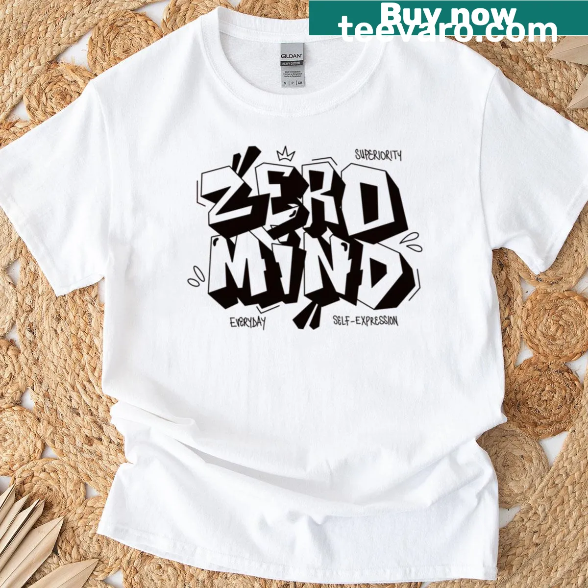 Bold typography T-shirt with 'Zero Mind' concept. — on a men's t-shirt