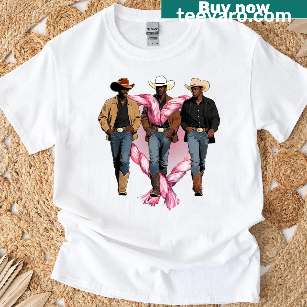Typography T-shirt celebrating Black cowboy culture — on a men's t-shirt
