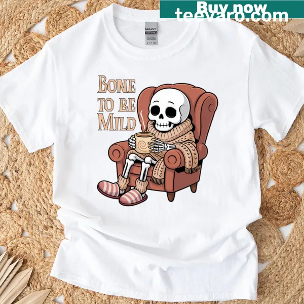 Funny skeleton T-shirt with autumn theme