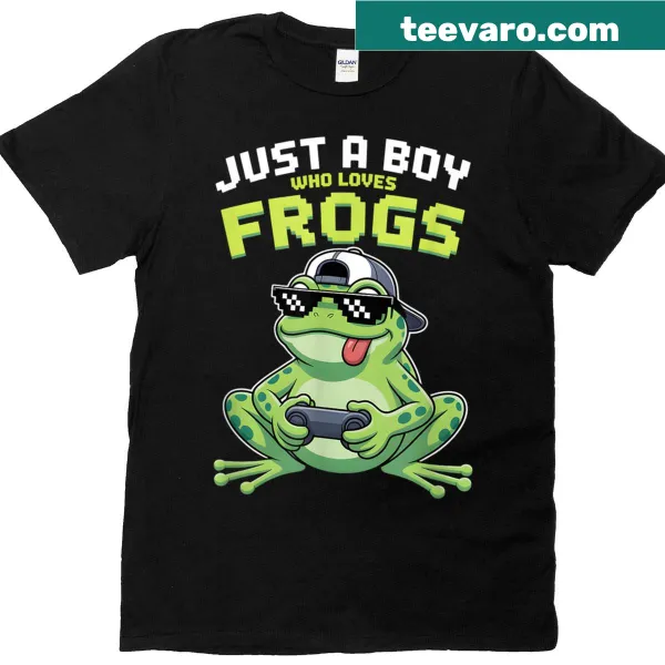 Cartoon frog design on a kids' t-shirt