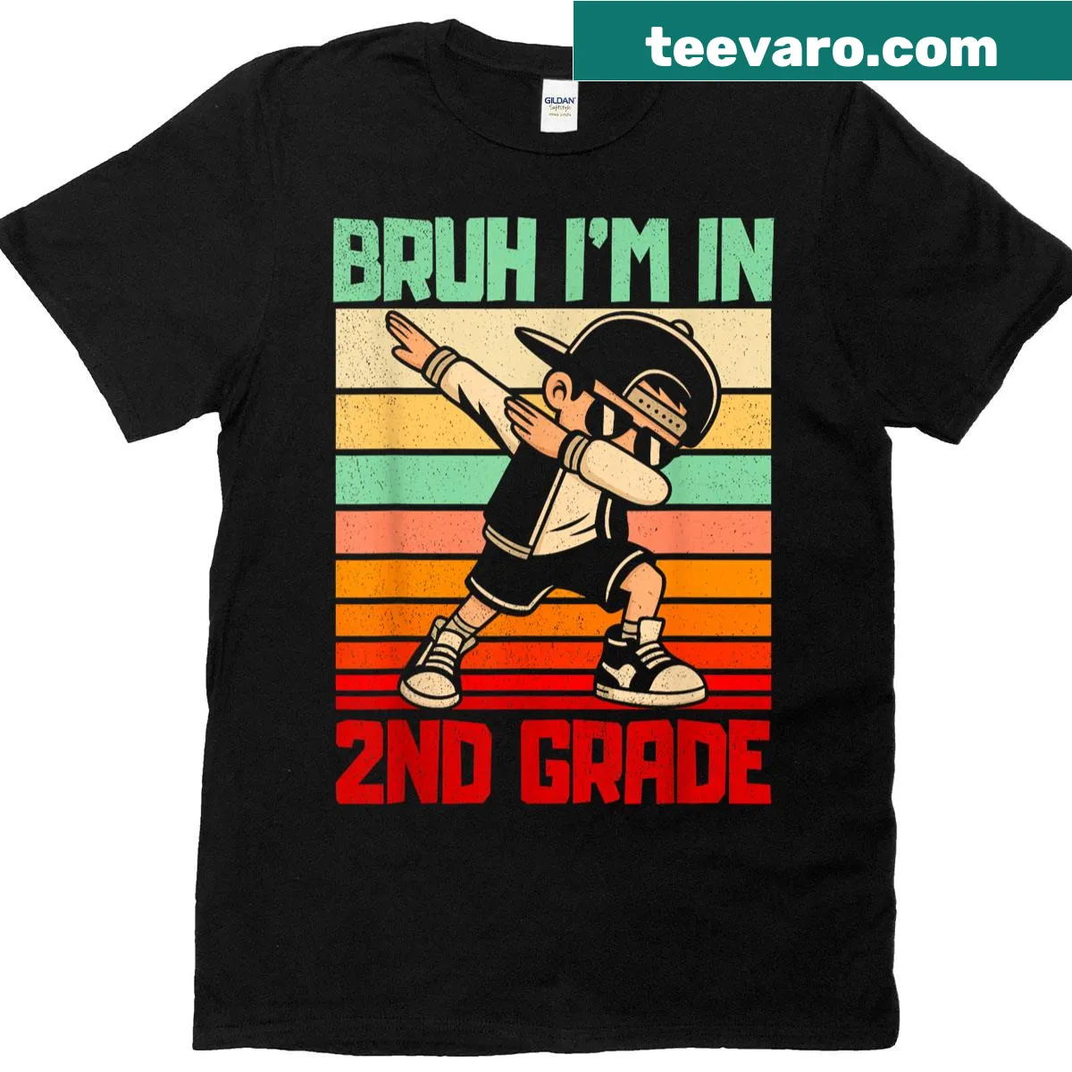 Cartoon of a boy dabbing with 'Bruh Im In 2nd Grade' text — on a men's t-shirt