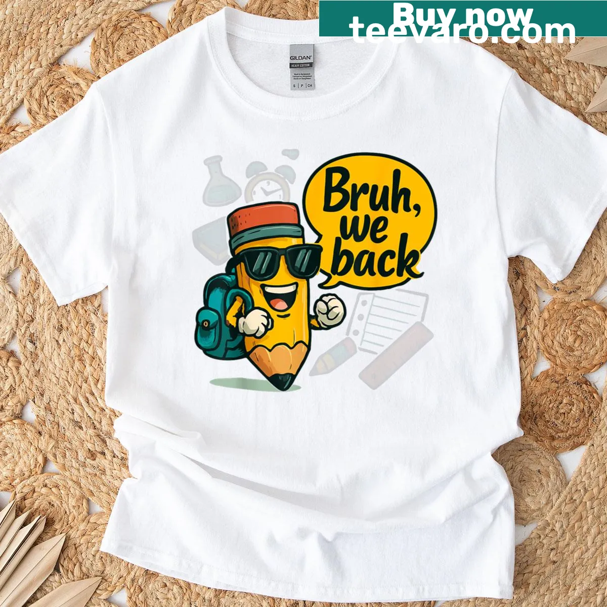 Funny back-to-school T-shirt with pencil graphic and humorous text — on a men's t-shirt