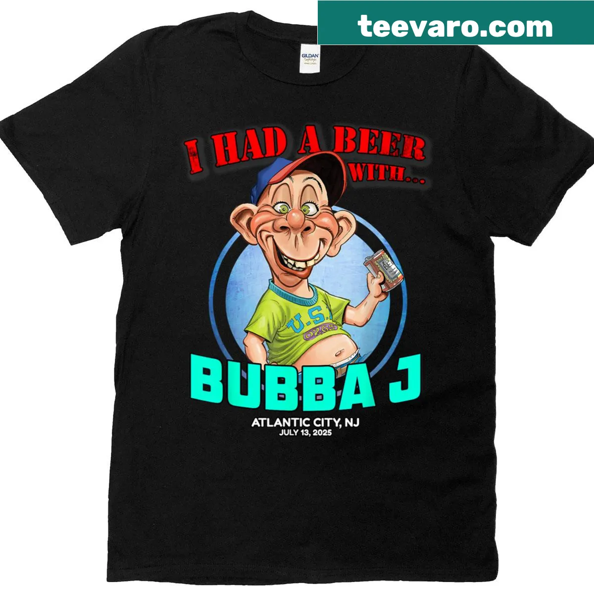 Bold graphic with 'Bubba J Atlantic City NJ 2025'. — on a men's t-shirt