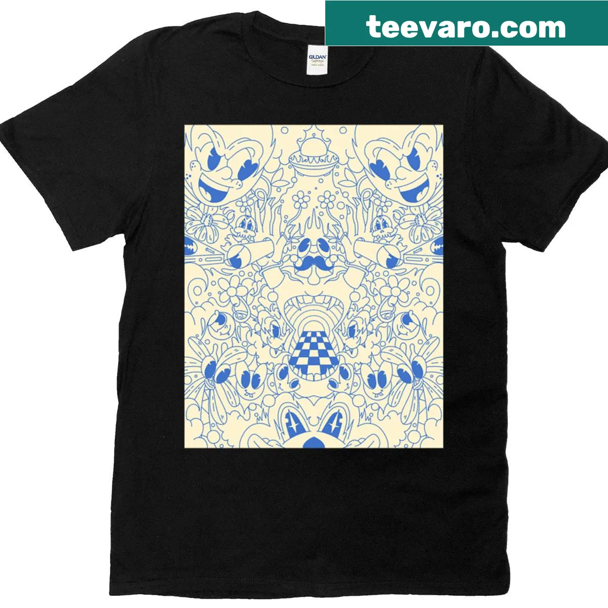 Playful cartoon character illustration T-shirt — on a men's t-shirt