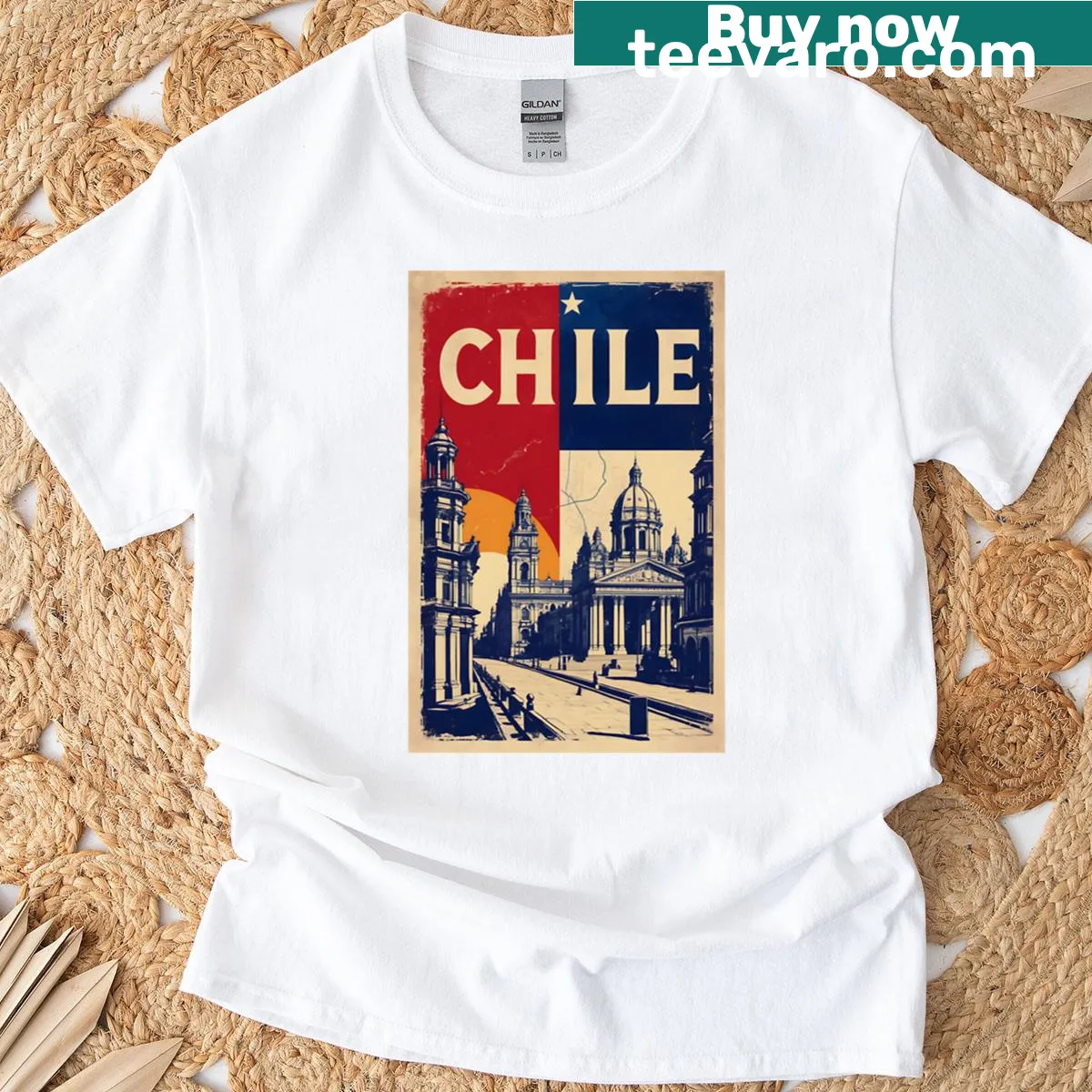 Vintage design showcasing travel themes related to Chile on a T-shirt — on a men's t-shirt