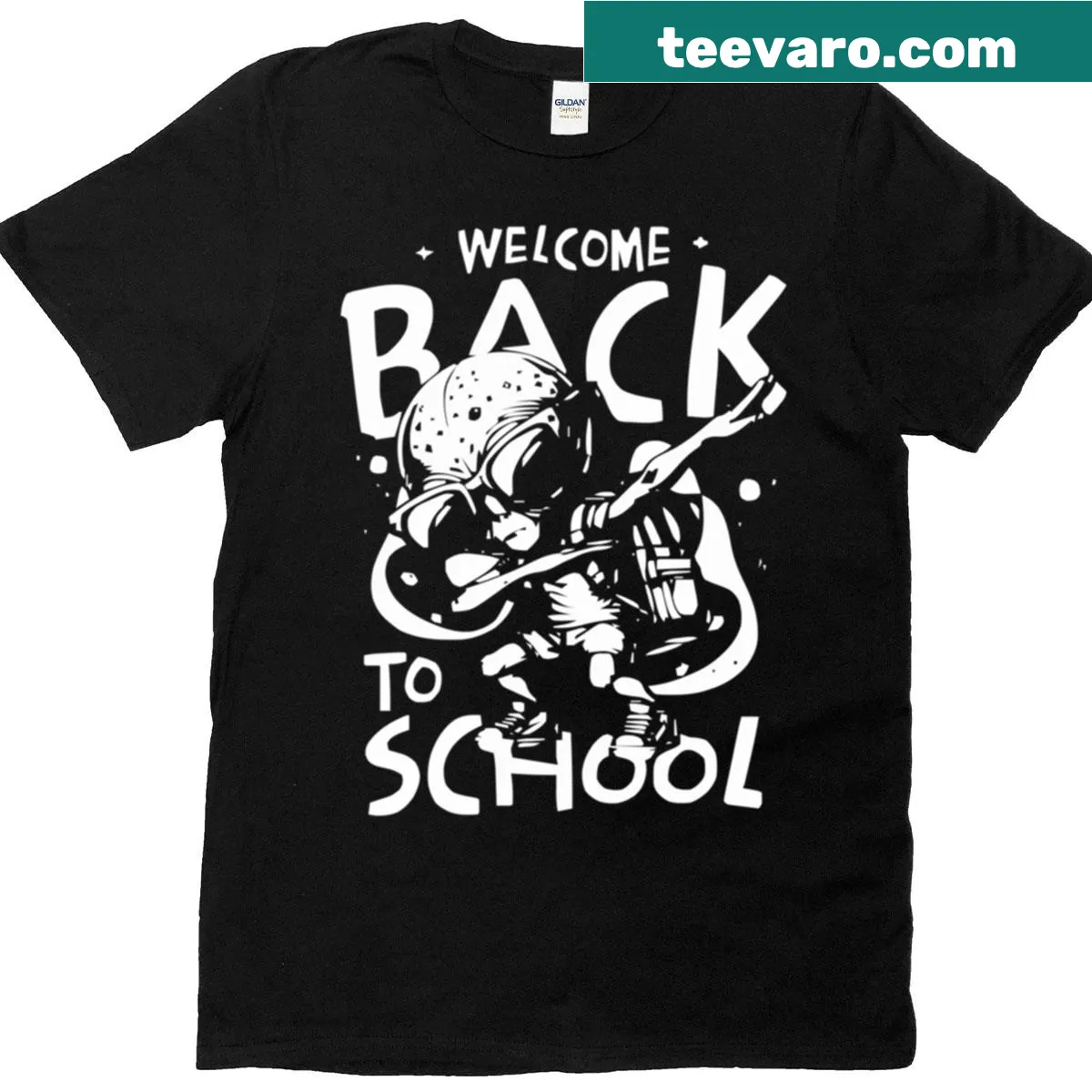 Cartoon alien kid dabbing graphic T-shirt for kids — on a men's t-shirt