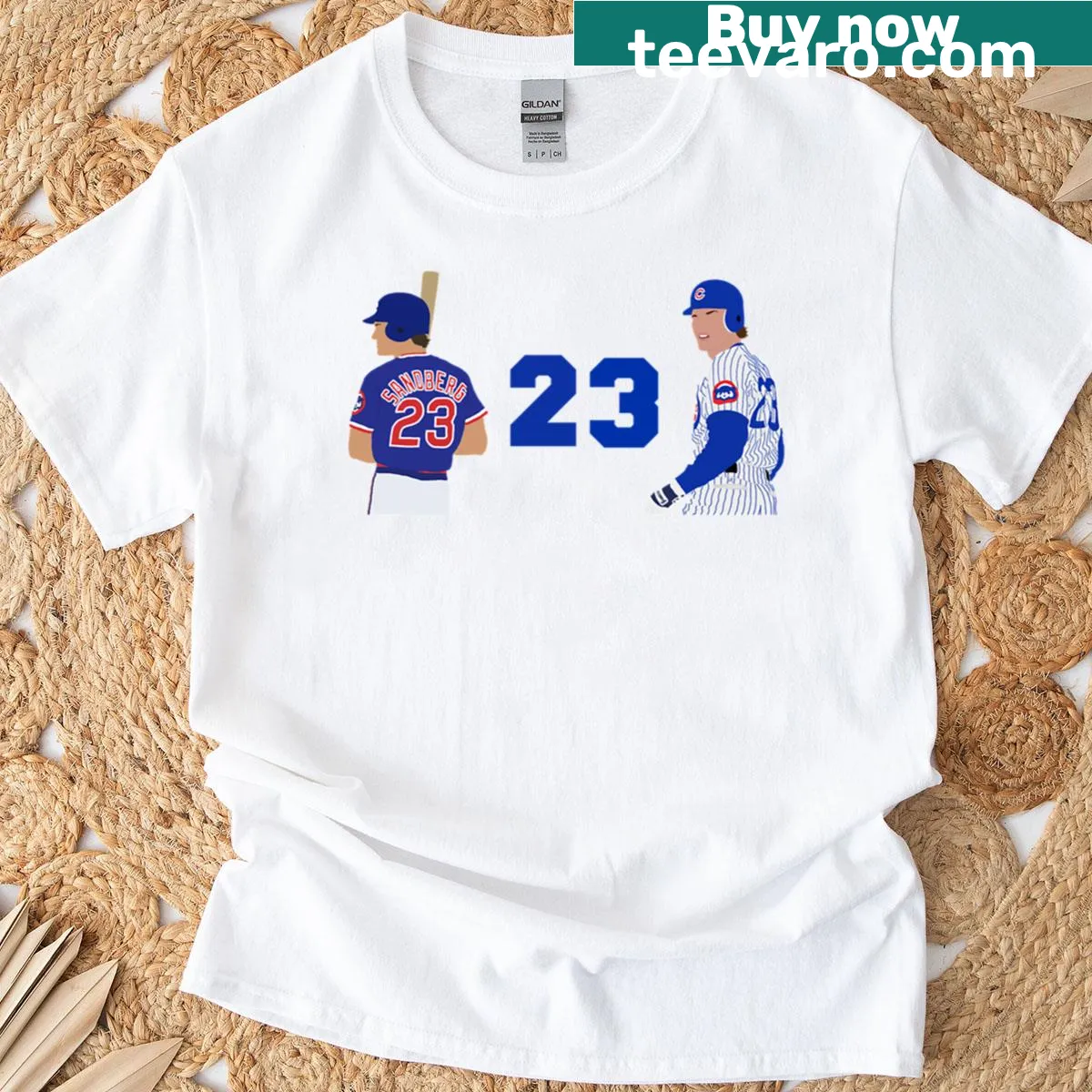 Playful T-shirt featuring a humorous reference to Ryne Sandberg. — on a men's t-shirt
