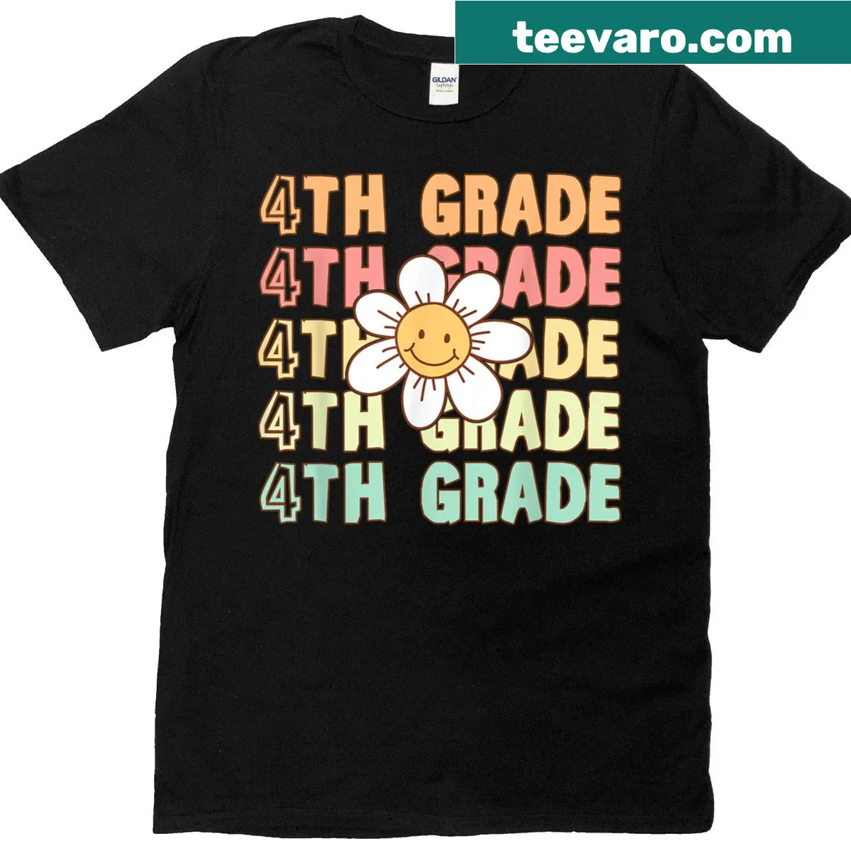 Daisy flower illustration for a 4th grade teacher on a t-shirt — on a men's t-shirt