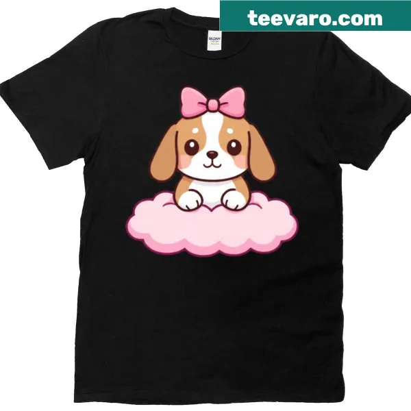 Charming beagle illustration hanging from a fluffy cloud