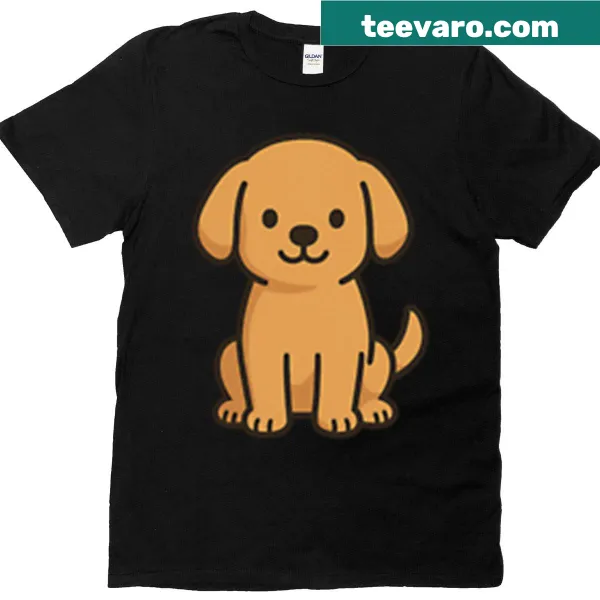Adorable cartoon golden puppy design on a T-shirt