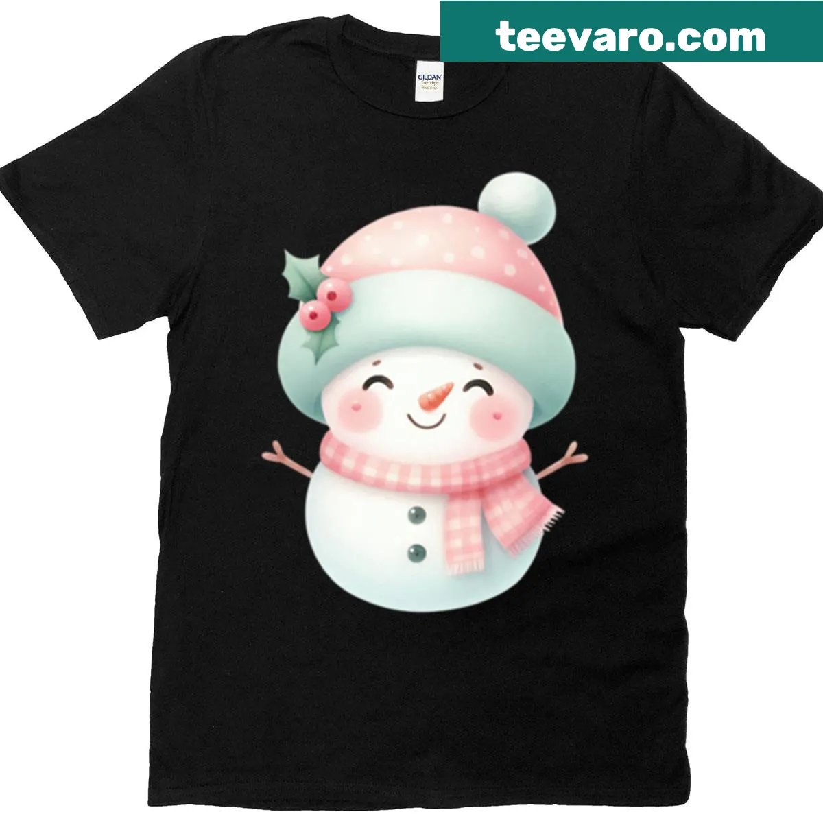 Happy snowman illustration on a Christmas T-shirt — on a men's t-shirt